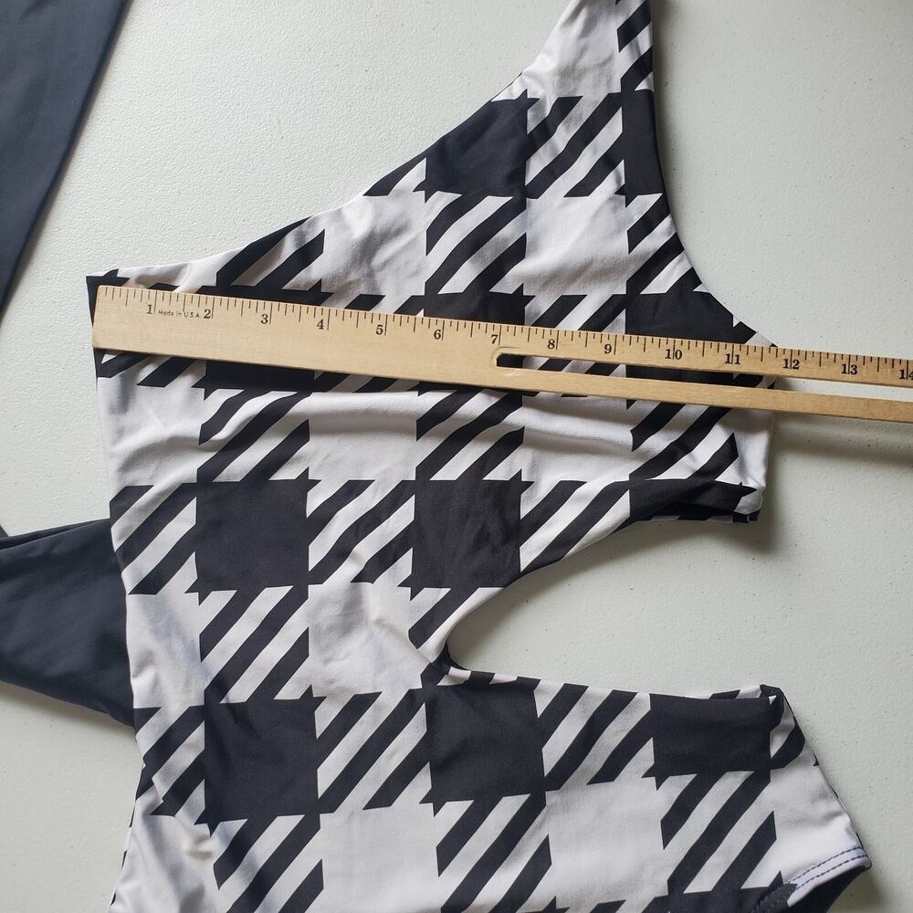 Revolve Beach Riot Carlie One Piece Swimsuit XS Houndstooth Belted Cutout NEW - Picture 8 of 16